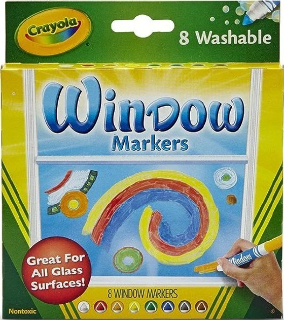  Flamastry do rysowania po szkle Crayola Washable Windows 8 kolorów 58-8165 (0071662081652) - obraz 2