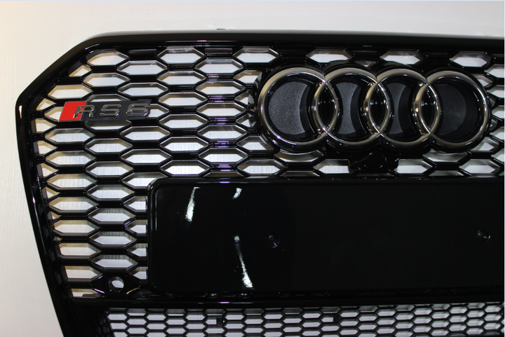 Решітка радіатора Ауді A6 C7 стиль RS6, чорна глянец (2014-...) - зображення 6