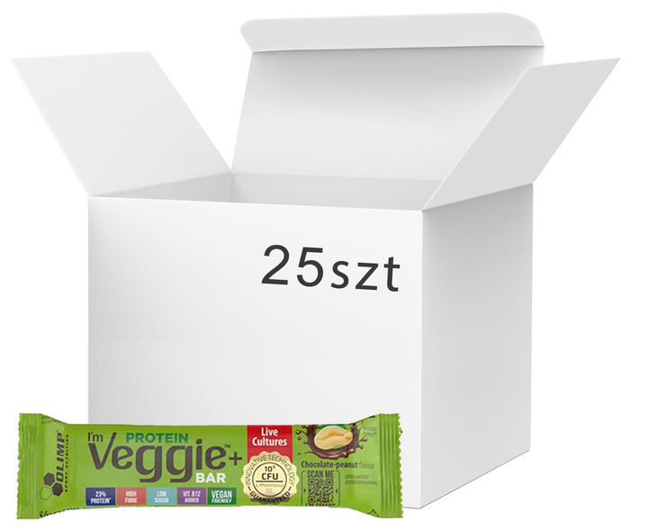 Batoniki proteinowe Olimp I'm Veggie Protein Bar Czekoladowo-orzechowy 50 g x 25 sztuk (5901330093920) - obraz 1