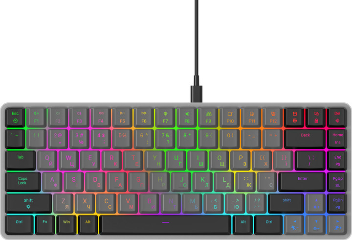 Клавиатура механическая проводная GamePro MK141R Red Swich Low Profile 75% RGB Dark Gray - изображение 2