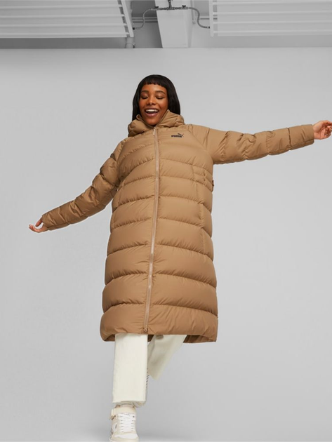Пуховик зимний длинный женский Puma Long Hooded Down Coat 67536585 XL Коричневый (4099683581247) 