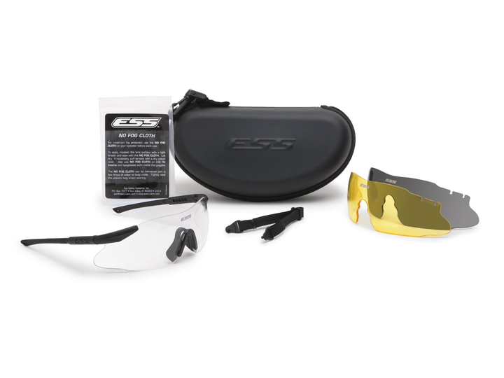 Балістичні окуляри ESS ICE 3 LENS KIT BLACK W/HI-DEF YELLOW, SMOKE GRAY, CLEAR - зображення 1