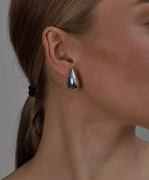 Сережки Fashion Jewerly КАПЛИ 2,5 см пусеты серебристые (SVS) - изображение 3