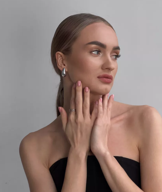 Сережки Fashion Jewerly КАПЛИ 2,5 см пусеты серебристые (SVS) - изображение 2