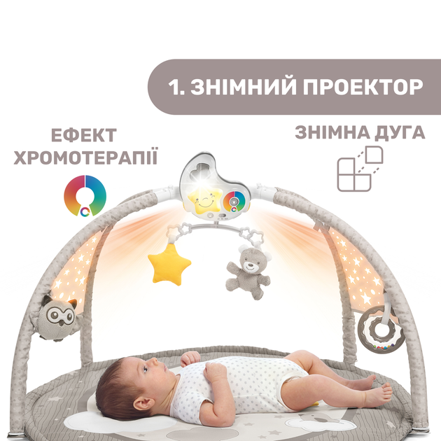 Розвиваючий килимок з проектором-нічником 3 в 1 Chicco Enjoy Colours Бежевий (09866.00) - зображення 3
