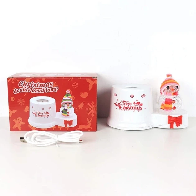 Ночник проектор снеговик на подставке 3Вт светодиодный от USB 185x115x95мм White/Red - изображение 6