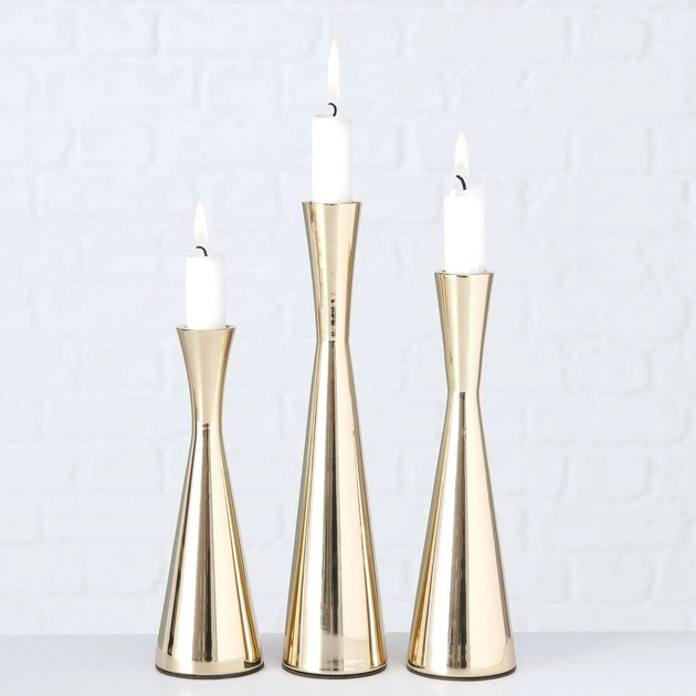 Zestaw świeczników Boltze Home Cone na jedną świecę 3 szt Złoty (4020607945920) - obraz 10