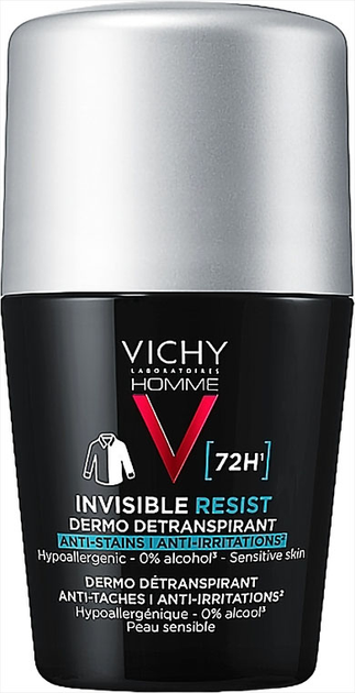 Antyperspirant w kulce Vichy Homme Invisible Resist 72h 50 ml (3337875894234) - obraz 1