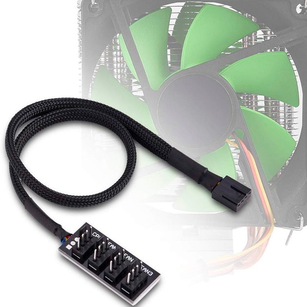 Разветвитель питания BauTech на 4 кулера Hub Fan 4 pin 40 см Чёрный (1014-763-00) - изображение 7
