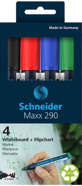 Набір маркерів для дошок Schneider Maxx 290 2-3 мм 4 шт (4004675000842) - зображення 1