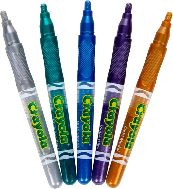 Markery brokatowe Crayola Glitter 5 kolorów 8645 (0071662186456) - obraz 2