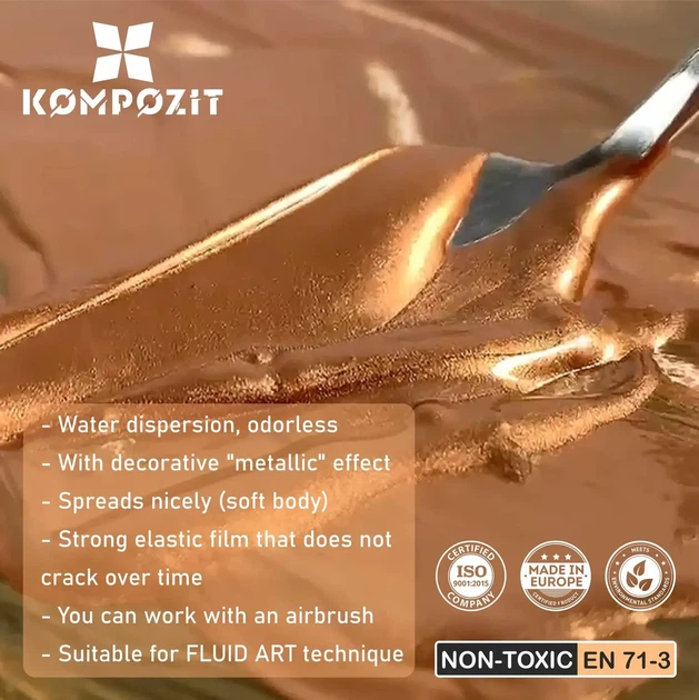 Эмаль акриловая Kompozit METALLIQ золото 0,5 кг. - изображение 4