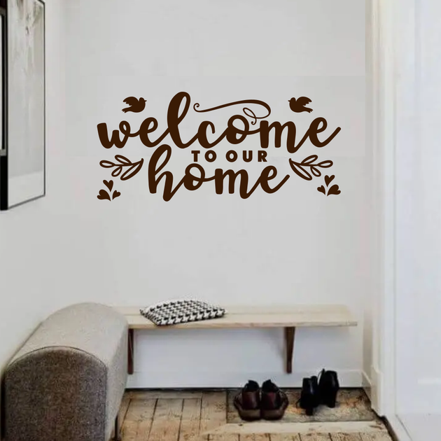 Вінілова наклейка Welcome to our home 71 х 32 см (ласкаво просимо) Happy Pocket Коричневий матовий (HP-067M-800M) - зображення 2