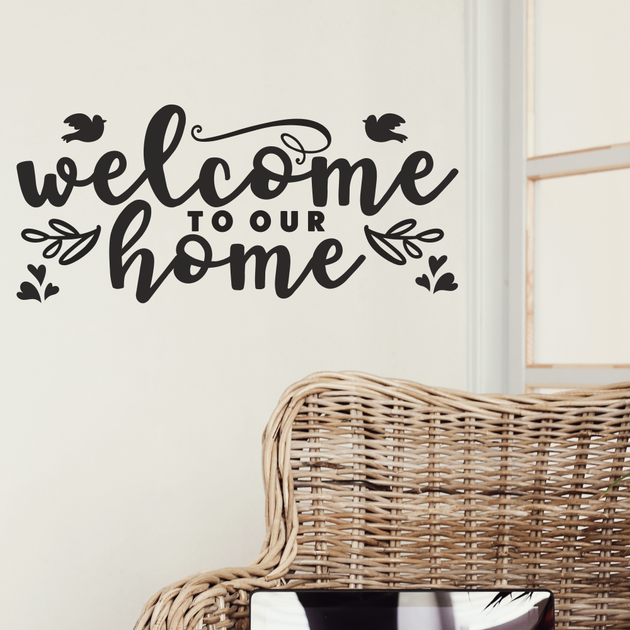 Наклейка на стену Welcome to our home 49 х 22 см (добро пожаловать в дом) Happy Pocket Черный матовый (HP-067S-070M) - изображение 5