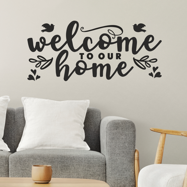 Наклейка на стену Welcome to our home 49 х 22 см (добро пожаловать в дом) Happy Pocket Черный матовый (HP-067S-070M) - изображение 6