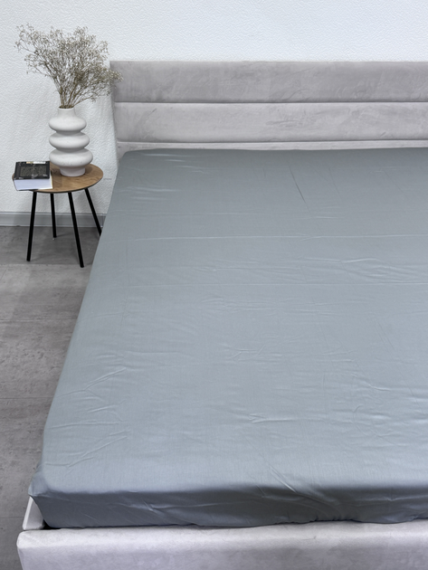 Акція на Простирадло на резинці Ecotton 200x200 Natural Grey сатин від Rozetka