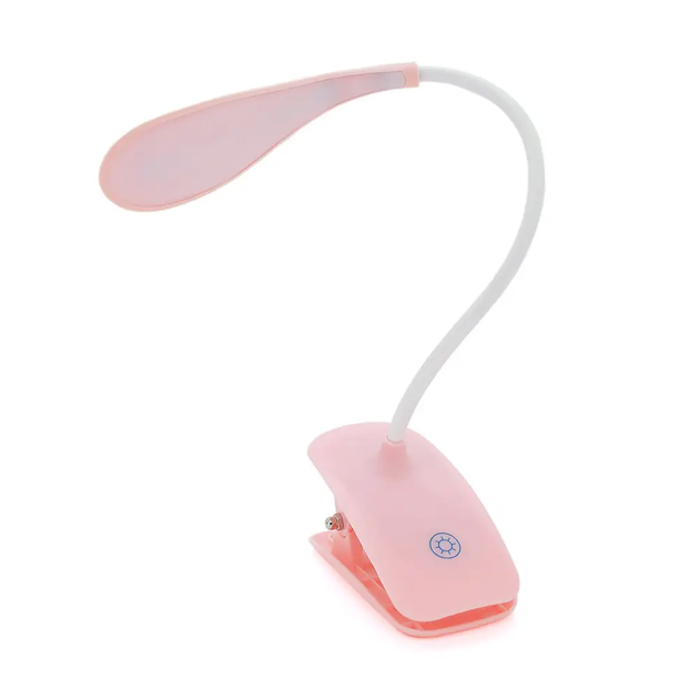Led лампа настільна на прищіпці з акумулятором та USB висота 27см, 14 світлодіодів 3 режими свічення, рожева - зображення 2