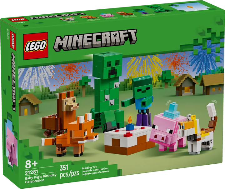 Zestaw klocków LEGO Minecraft Urodziny prosiaczka 351 element (21281) - obraz 1