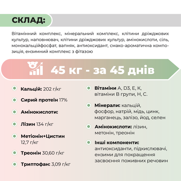 Премікс для свиней 65-110 кг «Фінішер 3%» Ankores (25 кг) - 25 кг - Фото 4 Премікс для свиней 65-110 кг «Фінішер 3%» Ankores (25 кг) - 25 кг - зображення 4