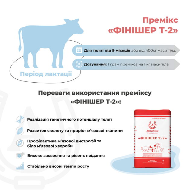 Премікс для молодняка ВРХ від 9 місяців «ФІНІШЕР Т-2» Ankores (25кг) - 25 кг - зображення 2