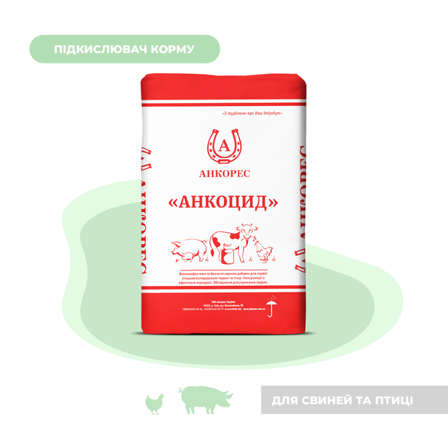 Підкислювач корму для свиней та птиці «Анкоцид» Ankores (25кг) - 25 кг - Фото 1 Підкислювач корму для свиней та птиці «Анкоцид» Ankores (25кг) - 25 кг - зображення 1