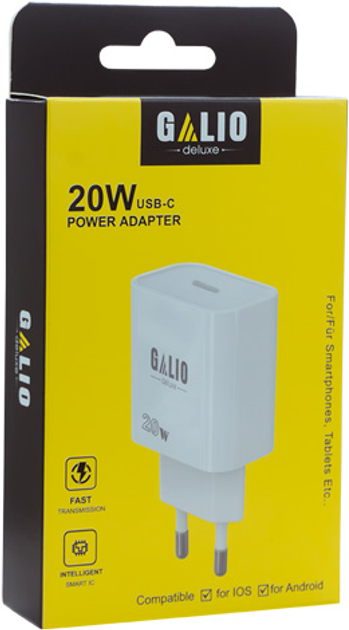 Мережевий зарядний пристрій REZ Galio 20W USB-C Adapter White (4260657313588) - зображення 1