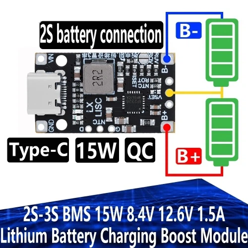 Контроллер заряда BMS Li-ion 2S-3S LX-LISC-V2 на IP2326 Type-C