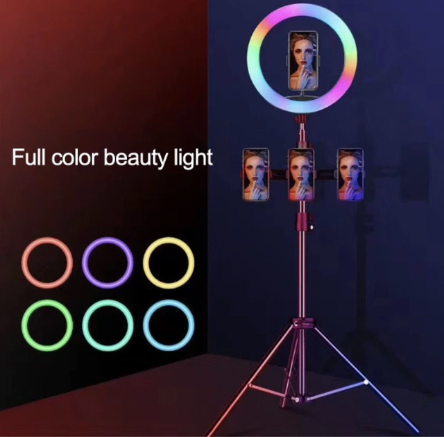 Набор блогера LED лампа RGB MJ-26 26 см + штатив 2.1м + держатель для телефона для фото и видео - Фото 6 Набор блогера LED лампа RGB MJ-26 26 см + штатив 2.1м + держатель для телефона для фото и видео - изображение 6