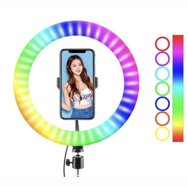 Набор блогера LED лампа RGB MJ-26 26 см + штатив 2.1м + держатель для телефона для фото и видео - Фото 7 Набор блогера LED лампа RGB MJ-26 26 см + штатив 2.1м + держатель для телефона для фото и видео - изображение 7