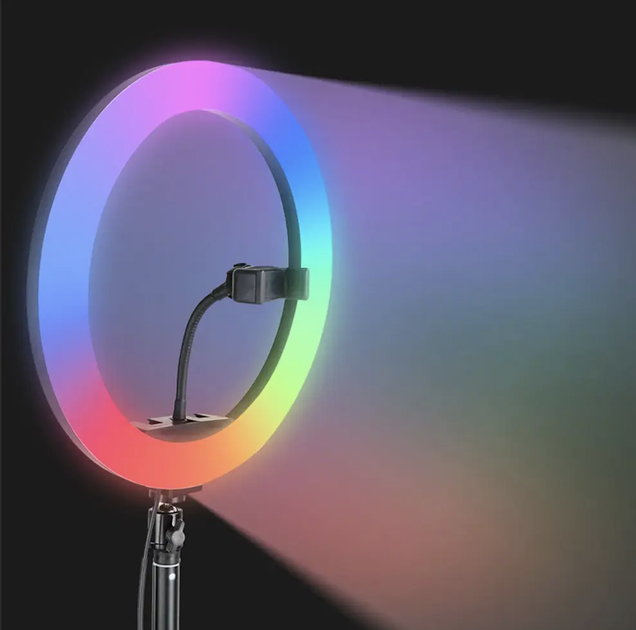 Кольцевая Лампа Светодиодная Цветная Ring Light Mj 26 Rgb 26 См + Штатив - Фото 4 Кольцевая Лампа Светодиодная Цветная Ring Light Mj 26 Rgb 26 См + Штатив - изображение 4