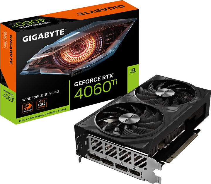 Видеокарта Gigabyte PCI-Ex GeForce RTX 4060 Ti Windforce OC V2 8G 8GB GDDR6 (128bit) (2550/18000) (HDMI, 3 x DisplayPort) (GV-N406TWF2OCV2-8GD) - изображение 8