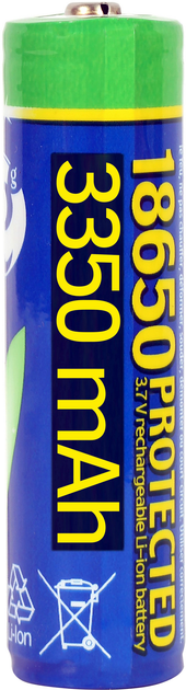 Акумулятор Li-Ion 18650 3350mAh EnerGenie EG-BA-18650/3350 з захистом (1 шт.) блістер - Фото 1 Акумулятор Li-Ion 18650 3350mAh EnerGenie EG-BA-18650/3350 з захистом (1 шт.) блістер - изображение 1