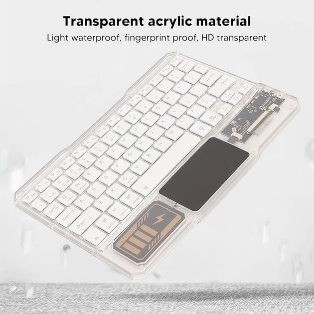 Бездротова клавіатура з мишею для пк та планшетів iPad & Tab KB333 Bluetooth USB 2.4Гц RGB Білий Прозорий - Фото 5 Бездротова клавіатура з мишею для пк та планшетів iPad & Tab KB333 Bluetooth USB 2.4Гц RGB Білий Прозорий - зображення 5