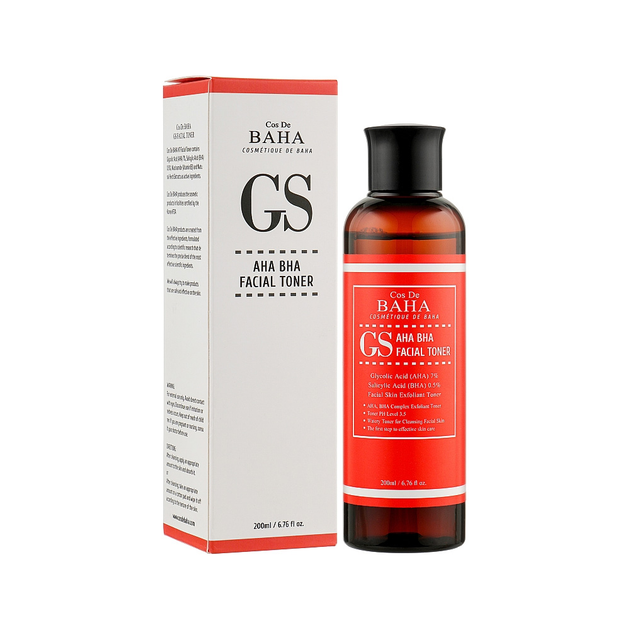 Тонер Cos De BAHA отшелушивающий для лица с кислотами для проблемной кожи GS AHA BHA Facial Toner 200 мл (0315641) - изображение 2