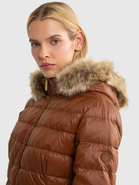 Płaszcz damski puchowy pikowany Big Star Rosabel 804 S Brązowa (5900714785307) - obraz 6