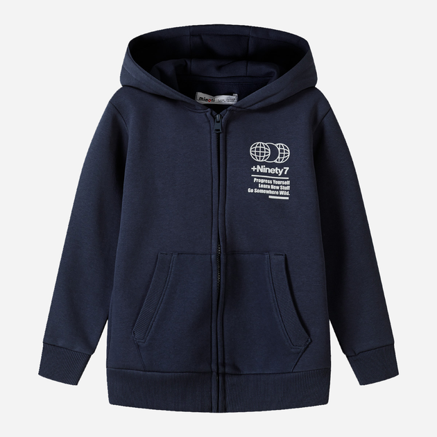 Детская теплая толстовка с капюшоном для мальчика Minoti 19fleece60 41332JNR 92-98 см Темно-синяя (5063025357905) 