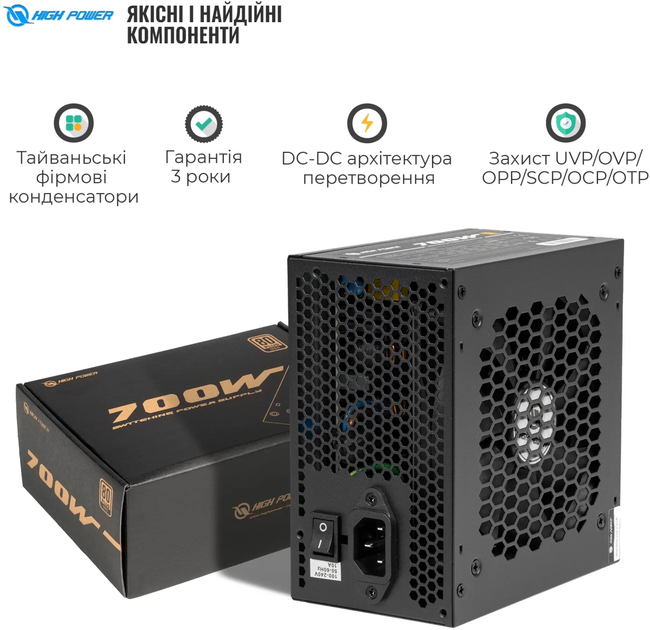 Блок питания HighPower 700W 80+ GOLD (HP1-J700GD-F12S) - изображение 4