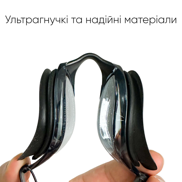 Окуляри для плавання Renvo Sanaga Pro Anti-fog Універсальні Чорні OSFM (2SG400-01) - зображення 3