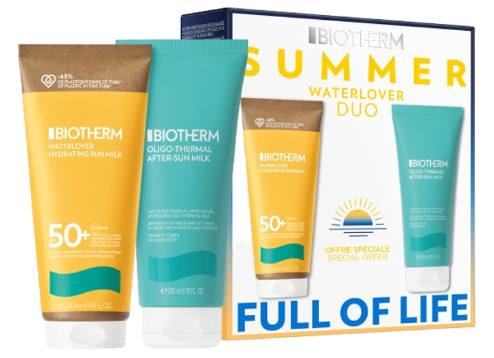 Набір для догляду за обличчям Biotherm Summer Full Of Life Сонцезахисне молочко SPF50 200 мл + Молочко після засмаги 200 мл (3614274243123) - зображення 1