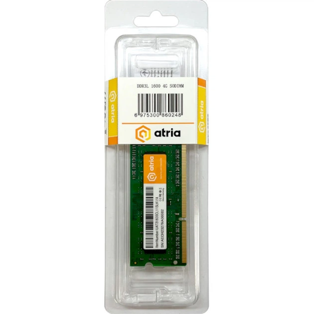 Оперативна пам’ять ATRIA 4 GB SO-DIMM DDR3 1600 MHz - изображение 3