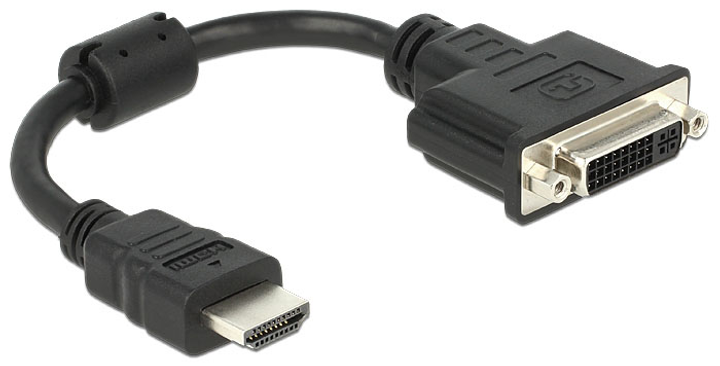 Adapter Delock HDMI - DVI 20 cm Black (4043619653270) - obraz 1