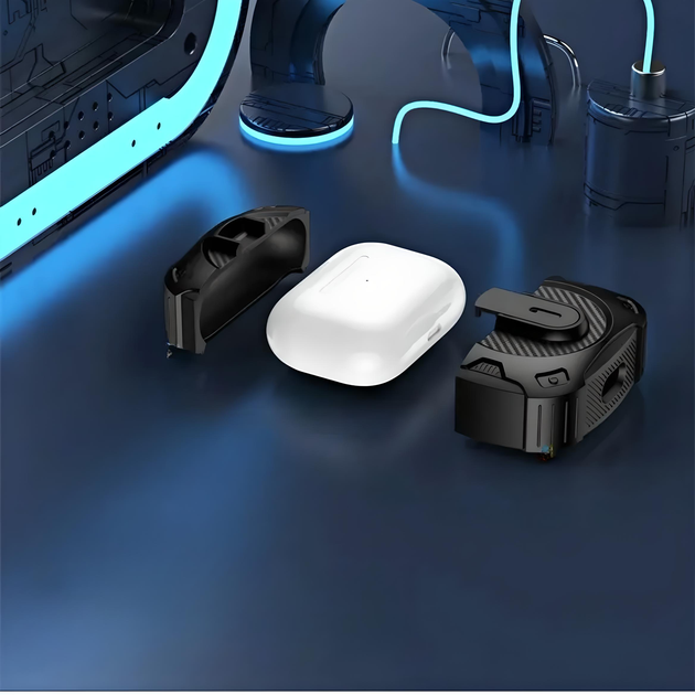 Захисний удароміцний чохол Yoobao для навушників AirPods PRO 2 з карабіном та засувкою, чорний - зображення 4