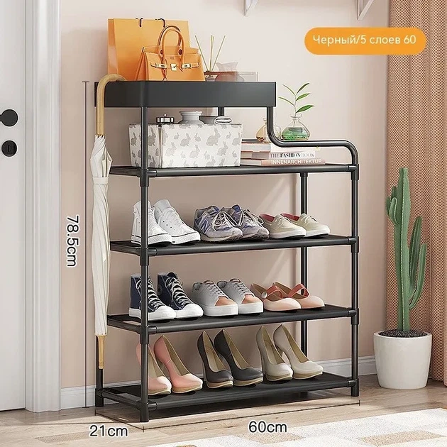 Стелаж для взуття Shoe rack Полиця для взуття (60х21х78.5см) Чорний - Фото 6 Стелаж для взуття Shoe rack Полиця для взуття (60х21х78.5см) Чорний - зображення 6
