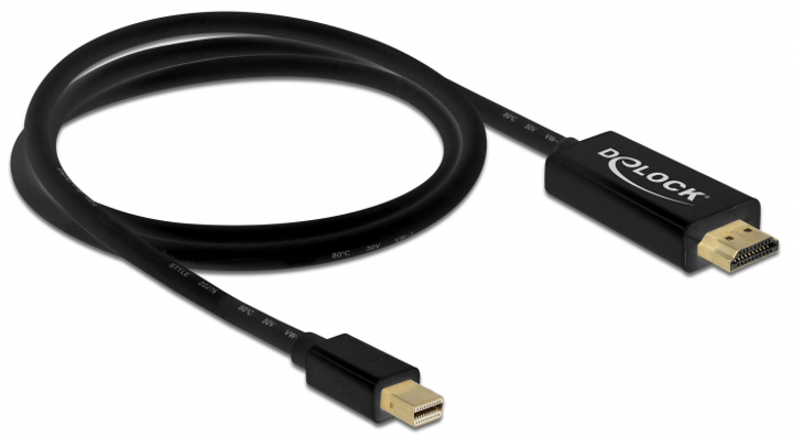 Kabel Delock Passive mini DisplayPort 1.1 - HDMI 1 m Black (4043619836987) - obraz 2