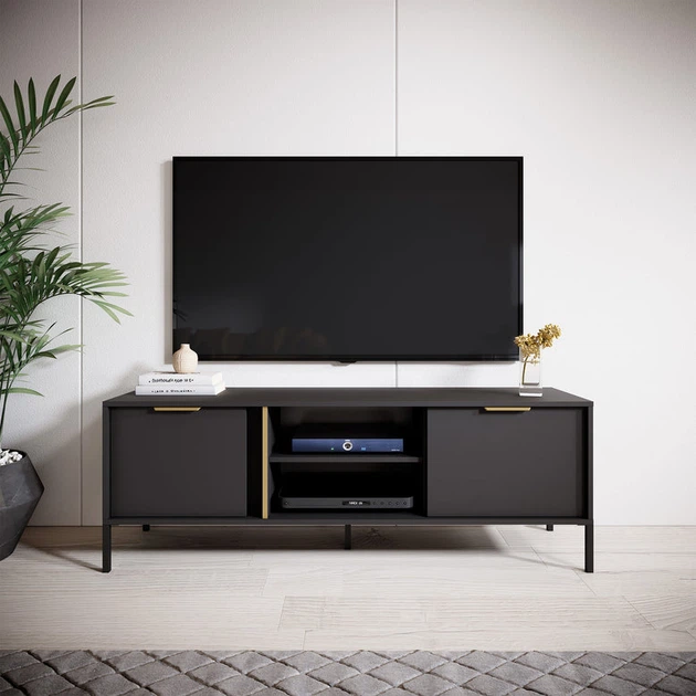 Тумба под телевизор Ларс/Lars 2-дверная 2D/153 Антрацит Ш153xВ54 см. Perfect Home - изображение 5