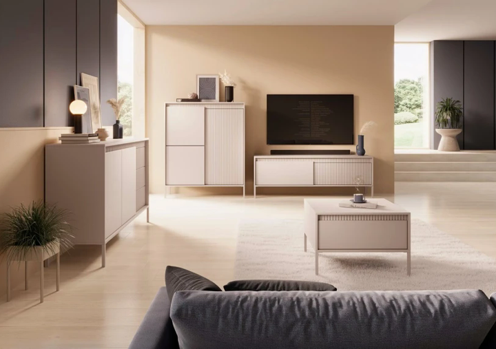 Комод високий Сенсо/Senso 3-дверний 3D Бежевий Ш103xВ123 см. Perfect Home - зображення 7