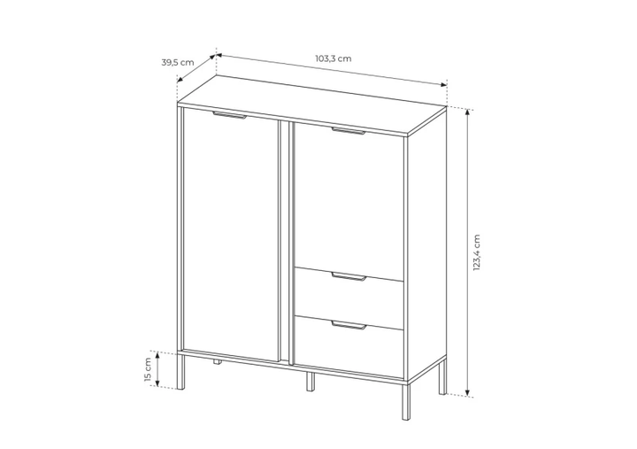 Комод высокий Ларс/Lars 2-дверный с 2 ящиками 2D2S/104 Антрацит Ш104xВ124 см. Perfect Home - изображение 9