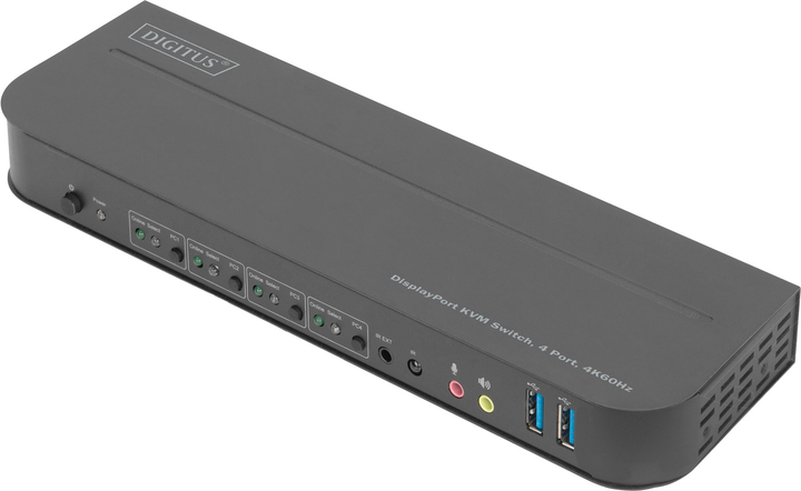 Przełącznik KVM Digitus 4-portowy, 4K60Hz, 4 x DP in, 1 x DP/HDMI out (DS-12890) - obraz 1