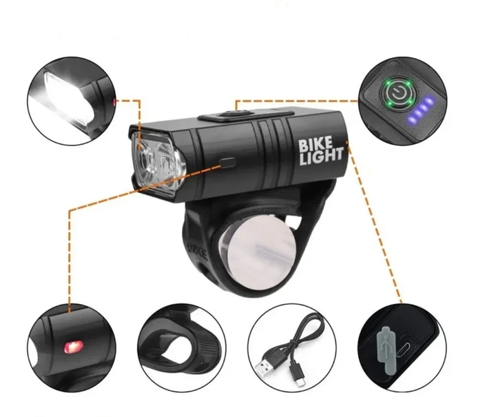 Аккумуляторный велосипедный фонарь USB Bike Light BK-02 на руль велосипеда, Велофара на руль велосипеда Черный - изображение 4