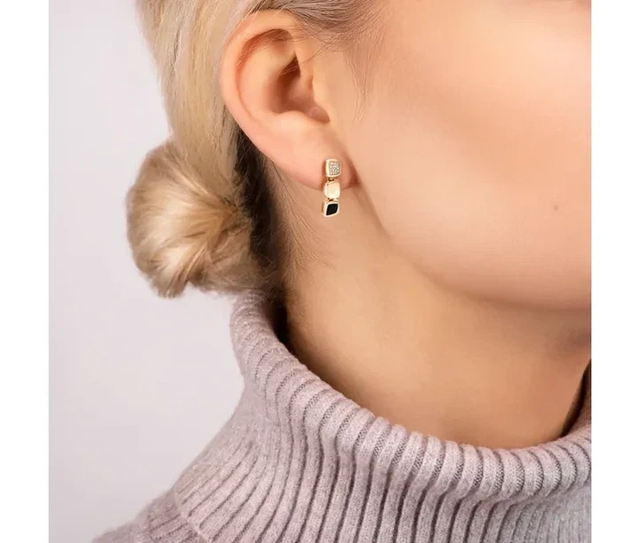 Золотые серьги с ониксом С452 - изображение 3